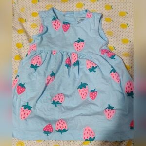 Carter's Blue Strawberry Dress with Under Shorts Size 6 M Baby Girl